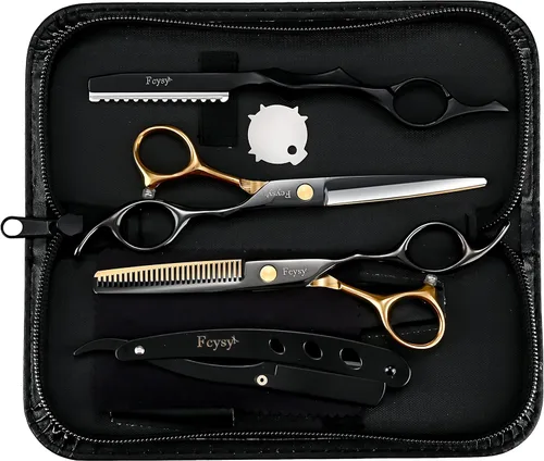 Miniatura 6 de Tijeras profesionales para el cabello, juego de tijeras para adelgazar Fcysy Barber Shears Kit de tijeras de corte de cabello, suministros