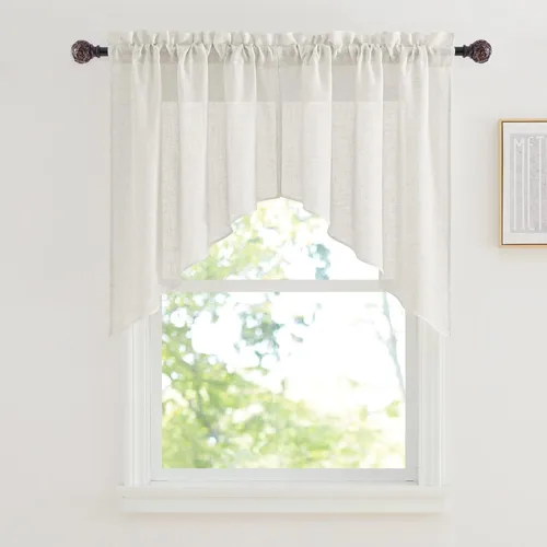 Miniatura 49 de RYB Home - Cortinas semitransparentes de lino Angora
