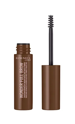 Rimmel London Wonder'Full 24HR - Máscara de cejas de larga duración, impermeable, a prueba de manchas, 002, marrón medio, 0.04 onzas