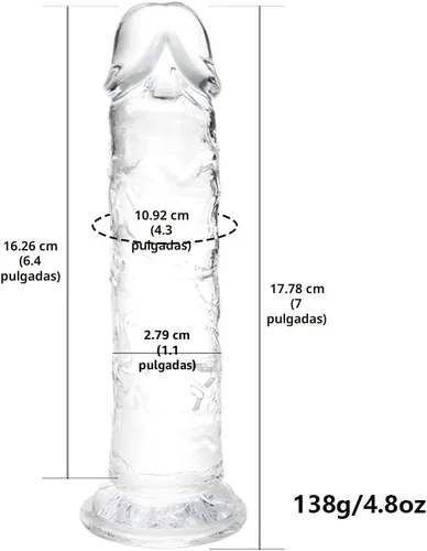 Miniatura 2 de Consolador pequeño de 7 pulgadas realista, juguete sexual suave y realista para principiantes, pene delgado transparente con fuerte ventosa