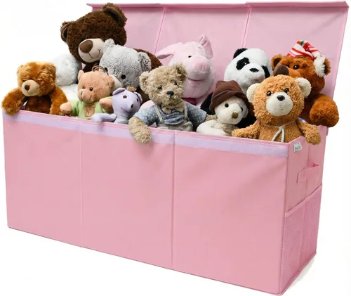 Miniatura 11 de SoftOwl Organizador de almacenamiento de juguetes extra grande con tapa, diseño de caja de almacenamiento de juguetes resistente y plegable, Negro