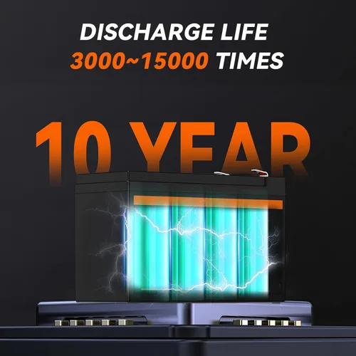Miniatura 4 de LiFePO4 - Batería de fosfato de hierro y litio de 12 V y 12 Ah, paquete de energía compacto de ciclo profundo con BMS integrado, más de 3000 ciclos