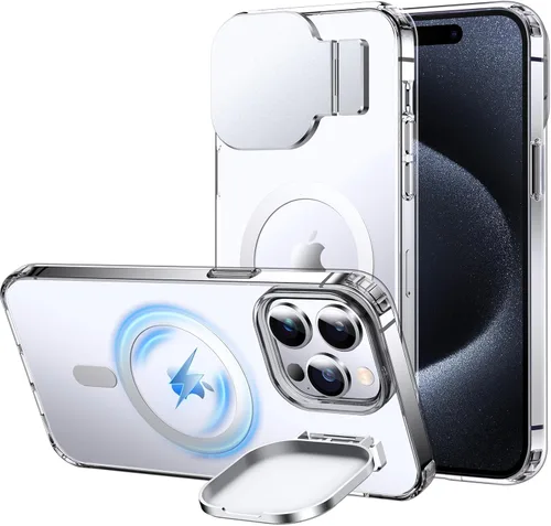 Miniatura 11 de Silverback Funda para iPhone 14 Pro Max con funda para cámara, compatible con MagSafe, con soporte integrado, funda magnética translúcida mate a