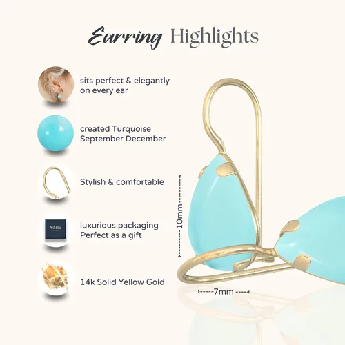 Miniatura 25 de 14K Solid Gold Earrings - Gemstone Earrings for Women - 14K Gold Earrings for Women - Birthstone Earrings - Teardrop Earrings for Women - Gold