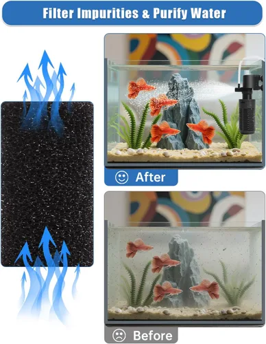 Miniatura 3 de Filtro de acuario para tanque de 5 a 10 galones - Bomba de filtro sumergible ultra silenciosa, 4 W de eficiencia energética, flujo ajustable, fácil