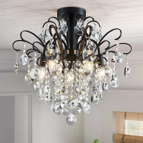 Miniatura 23 de WUZUPS Candelabro colgante de cristal con 5 luces, lámpara de techo moderna para dormitorio, pasillo, bar, cocina, baño, 20.3 pulgadas de alto