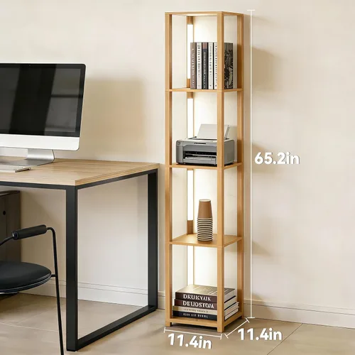 Miniatura 6 de RGBCW - Lámpara de pie LED inteligente y moderna con sincronización de música, lámpara de estante de esquina que cambia de color, lámpara de pie