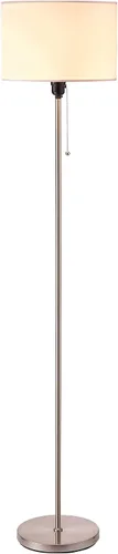 O’Bright Ted - Lámpara de pie con pantalla de tambor, interruptor de cadena, enchufe E26, diseño minimalista moderno, lámpara de piso simple para