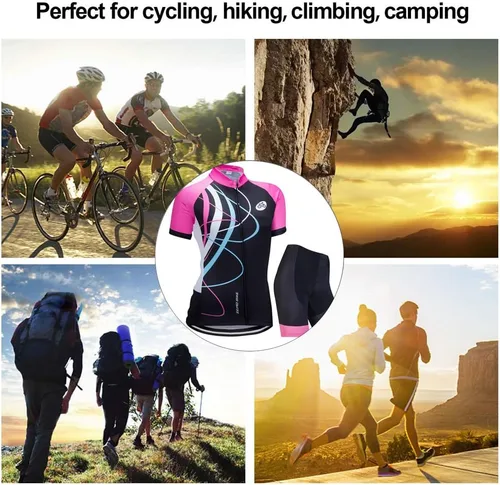 Miniatura 6 de Jersey de ciclismo para mujer, de manga corta, secado rápido, transpirable, para montaña.