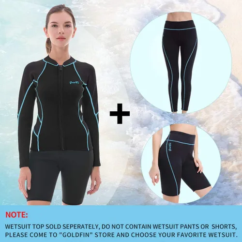 Miniatura 3 de GoldFin Top de Traje de Neopreno para Mujer, Chaqueta de Trajes de Neopreno de 0.079 pulgadas Manga Larga Tops de Neopreno para Aeróbicos Acuáticos