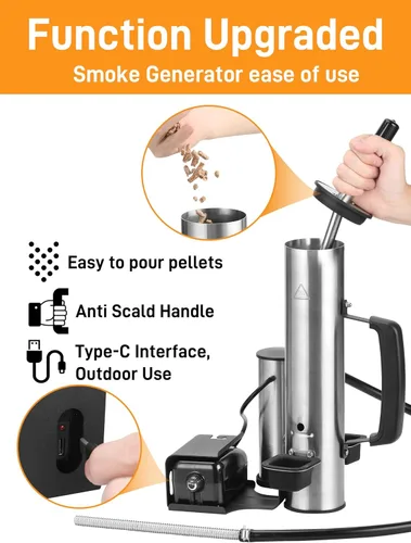 Miniatura 4 de Tubo de humo para actualización de ahumador de pellets, generador de humo frío para parrilla de gas, ahumador eléctrico inalámbrico portátil