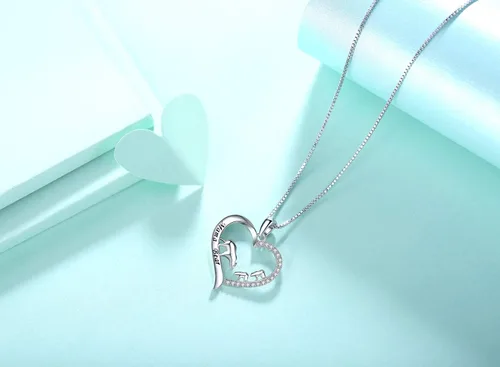 Miniatura 6 de Regalo para el día de la madre, plata de ley 925, collar con colgante de corazón de amor, mamá, oso, panda, elefante, perezoso, animales, collares