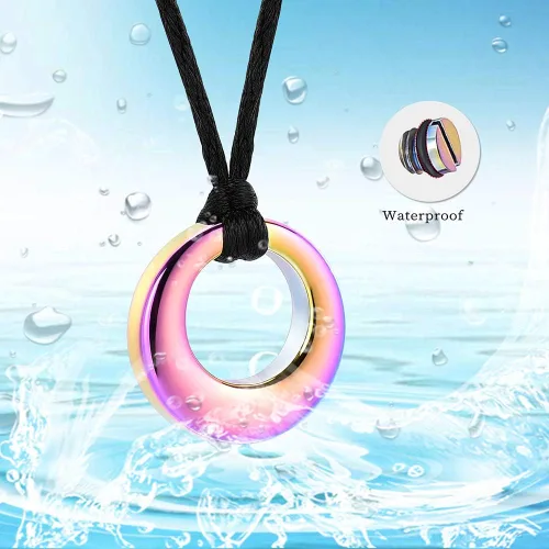 Miniatura 2 de Hearbeingt Collar de urna de cremación para cenizas para mujeres y hombres, colgante conmemorativo con cristal circular, Acero inoxidable, Acero