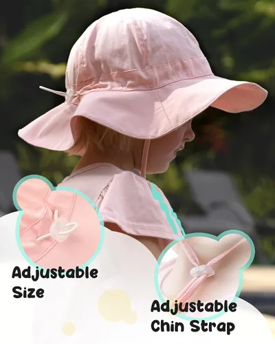 Miniatura 4 de FURTALK Sombrero de algodón para bebé con oreja, protección solar UPF 50+, gorra para el sol