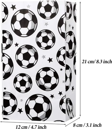 Miniatura 2 de Blulu Paquete de 30 bolsas de papel para fiesta de fútbol, bolsas de golosinas para golosinas, regalo para fiestas temáticas de fútbol Blanco