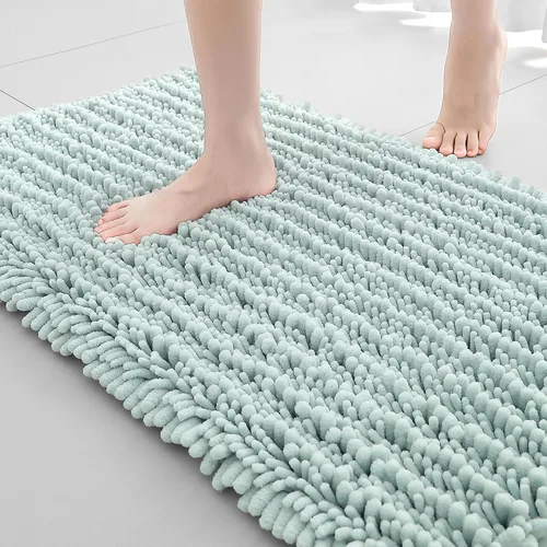 Miniatura 90 de FLOLEOPA Alfombras de Baño de Microfibra de Felpa Suave, Alfombras de Baño Absorbentes Antideslizantes Lavables a Máquina, Tapetes de Baño para Beige