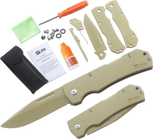 Miniatura 10 de JIN Alpha - Cuchillo de bolsillo para niños, cuchillos de juguete seguros, hoja G10 opaca, EDC plegable, kit de fabricación de bricolaje, cuchillo
