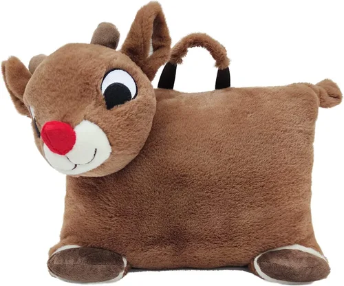 Miniatura 5 de Animal Adventure® Rudolph The Red-Nosed Reindeer® Rudolph Character Cuddle Combos™ 2 en 1 Stow-n-Throw Cuddle Bud con asa de transporte