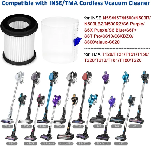 Miniatura 3 de ilovelife 4 filtros HEPA con filtro de malla de repuesto para aspiradora inalámbrica INSE N5S N5T S6T S6P Pro S610/TMA T120 T121 T151 T150 T220 T210