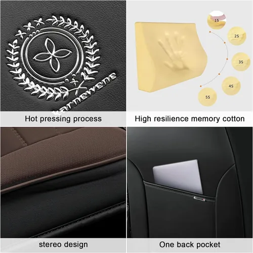 Miniatura 5 de Fundas de asiento para Chevrolet Chevy Aveo 2004-2011, funda de asiento de automóvil de piel sintética, compatible con bolsa de aire, protector
