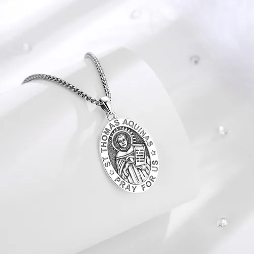 Miniatura 81 de EUDORA Collar de plata de ley 925, San Cristóbal y San Benito, San Miguel, Virgen María, San Judas Tadeo, Cruz de Buen Pastor y Arcángel, Medalla