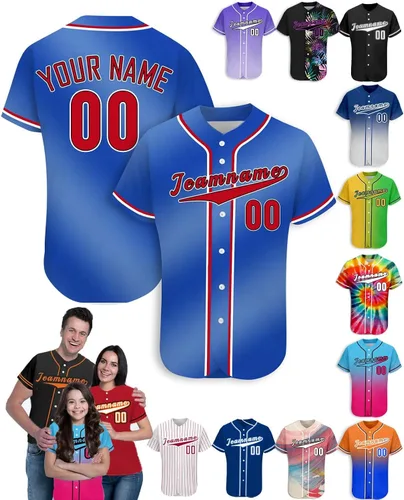 Miniatura 28 de Camiseta de béisbol personalizada para hombres, mujeres y niños con nombre, número y logotipo, camisetas de sóftbol personalizadas, S-4XL