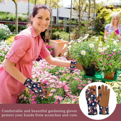 Miniatura 7 de Guantes de Jardinería de Cuero MERTURN para Mujeres, Guantes de Jardín a Prueba de Espinas, Guantes de Trabajo Compatibles con Pantalla Táctil, Azul