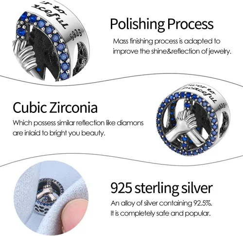 Miniatura 22 de Pandach Dijes colgantes de plata de ley 925 para pulseras y collares, dijes colgantes de Madonna con cuentas de girasol, joyería para mujer
