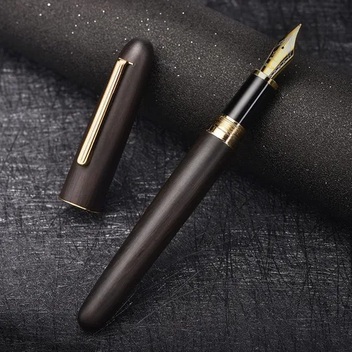 Miniatura 7 de Jinhao 9036 - Pluma estilográfica de madera natural hecha a mano, punta extrafina, ébano