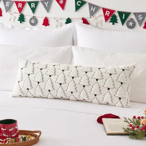 Miniatura 49 de Kevin Textile - Fundas de almohada con diseño de árbol de Navidad de 16 x 16 pulgadas, juego de 2, bordado de lujo, felpa suave, piel sintética