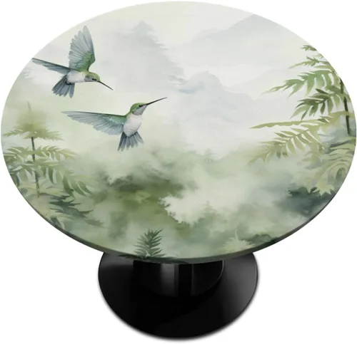 Miniatura 16 de Pardick Mantel Redondo Ajustable de Mandala Bohemia, Cubierta de Tela Redonda, Mantel Impermeable Antiarrugas con Borde Elástico, Decorativo