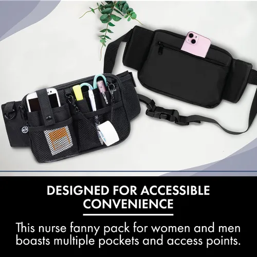 Miniatura 5 de First Lifesaver Riñonera para enfermera con múltiples compartimentos y soporte de cinta para enfermeras y estudiantes de enfermería, Negro