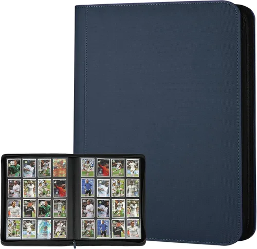 Miniatura 12 de GERMUN Carpeta de tarjetas de poliuretano, 16 bolsillos, carpetas de soporte premium para más de 1000 tarjetas, álbum de bolsillo de doble cara