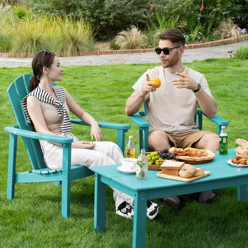 Miniatura 2 de nevilywood Sillas Adirondack Compactas Apilables, 26.3" de Ancho Sillas de Patio Exterior de HDPE - Diseño Duradero que Ahorra Espacio para Porche