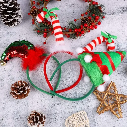 Miniatura 5 de URATOT Paquete de 8 diademas de aro de reno de Navidad para fiestas de Navidad, accesorios para fotos, cabinas para recuerdos