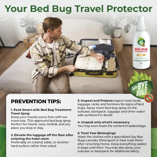 Miniatura 5 de Say Bye Bugs Spray para Chinches de Cama Tamaño de Viaje: No Tóxico y Mata al Contacto. Spray para Chinches Libre de Manchas y Olores. Nueva Fórmula