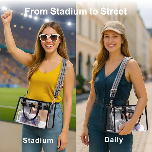 Miniatura 5 de PACKISM Bolsa transparente aprobada para estadios, bolsa transparente para eventos de estadio con bolsa interior, perfecta para eventos deportivos