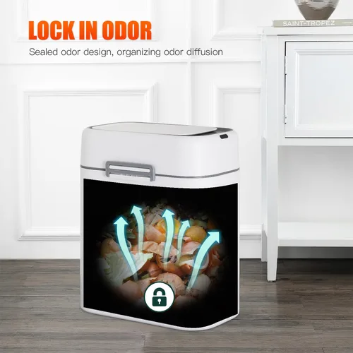 Miniatura 4 de Bote de basura de 2.2 galones con tapa, bote de basura automático sin contacto, sensor de movimiento inteligente, pequeño para baño, dormitorio