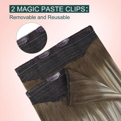 Miniatura 63 de Easyouth Extensión de cabello humano rubio con cola de caballo, extensiones de cabello humano rubio dorado con reflejos rubios, extensiones