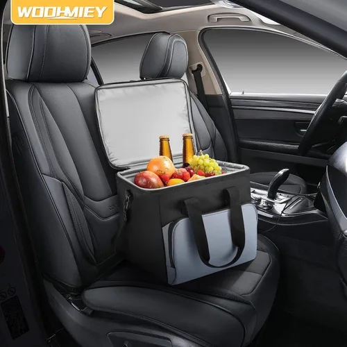 Miniatura 6 de Bolsa térmica eléctrica portátil de 15 L, bolsa de forro impermeable para automóvil, enfriador de viaje termoeléctrico de lado suave con correa