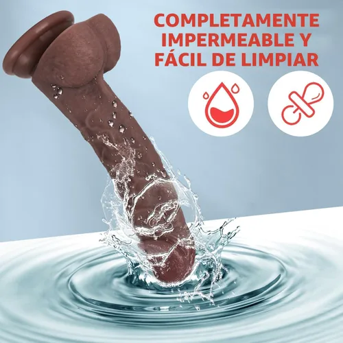 Miniatura 6 de Juguetes sexuales consolador de silicona realista, material seguro para estimulación del clítoris, la vagina y el ano con fuertes ventosas, juguetes
