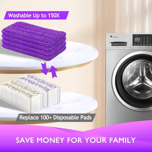 Miniatura 4 de Almohadillas reutilizables para mopa eléctrica compatibles con Swiffer PowerMop - Recambios de almohadillas Swifter Power Mop - Almohadillas