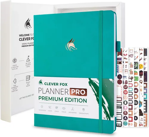Miniatura 21 de Clever Fox Planner Pro Premium - Lujosa agenda semanal y mensual con organizador de presupuesto para productividad y objetivos, sin fecha, A4