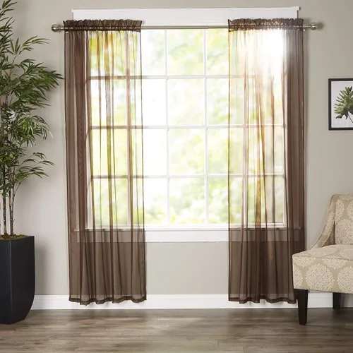 Miniatura 38 de Elegant Comfort - Cortinas transparentes de lujo con bolsillo para barra para cocina, dormitorio y sala de estar, Microfibra, Beige