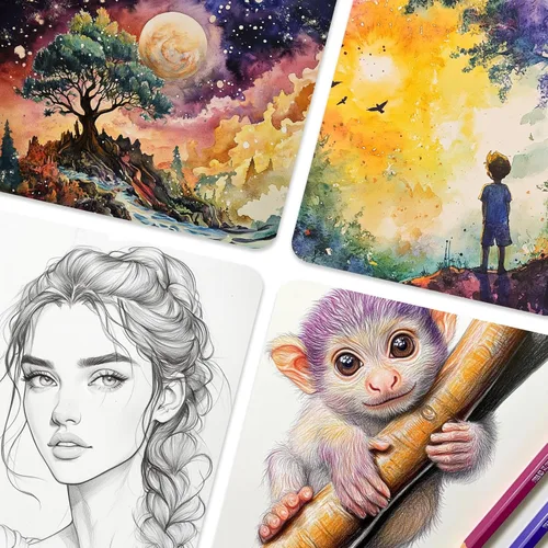 Miniatura 7 de PATIKIL 80 hojas de papel de acuarela de algodón, 140 libras/300 GSM, papel de pintura para colorear en agua para pintura artística, acuarela