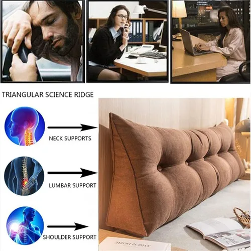 Miniatura 4 de Almohada triangular de lectura para reposo en cama, cojín grande para cabecero, respaldo, almohada de cuña para cuello y soporte lumbar para Café