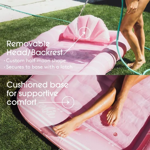 Miniatura 7 de FUNBOY Tanning Pool Lounger Float, XL 72'' x 48'' Pool Float with Custom Pillow and Large Cup Holder, Perfect for Pool or Backyard. Rosa