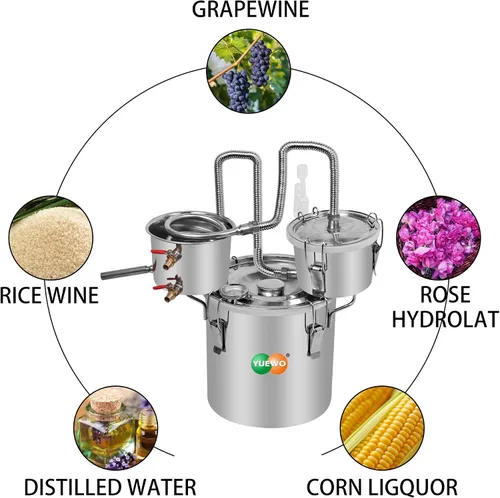 Miniatura 6 de YUEWO Nuevo 3 Ollas DIY 3 Gal 12 Litros de Alcohol Sin Alcohol Etanol Spirits Caldera de Acero Inoxidable Agua Casa Destilador Kit de Fabricación