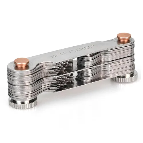 Miniatura 8 de Juego de herramientas de medición de rosca, medidores de rosca de acero inoxidable, medidor de tornillo métrico e imperial SAE Whitworth de 55