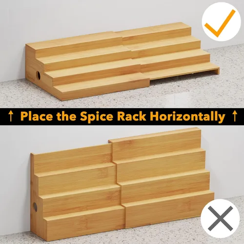 Miniatura 4 de SpaceAid Organizador de especias de bambú de 4 niveles para gabinete, despensa de cocina, estante de almacenamiento de especias para organización